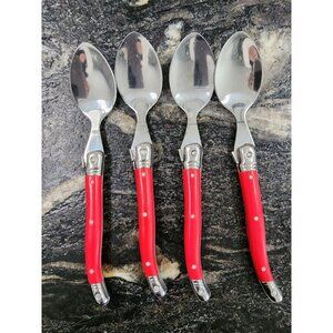 Laguiole by Flying Colors Red Curved Handle Tea Spoons 6.25" Replacement 1 Flaw